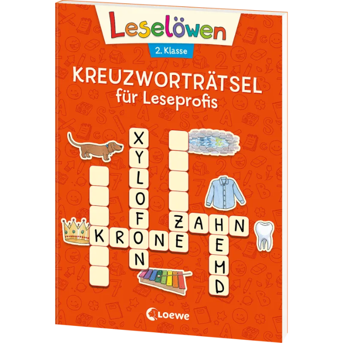 Leselöwen Kreuzworträtsel - 2. Klasse (rotorange)